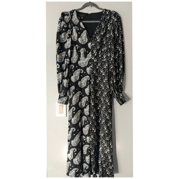 Ted Baker Baylei V-neck Paisley-print Crepe Midi Dress In Black - Picture 3 of 9